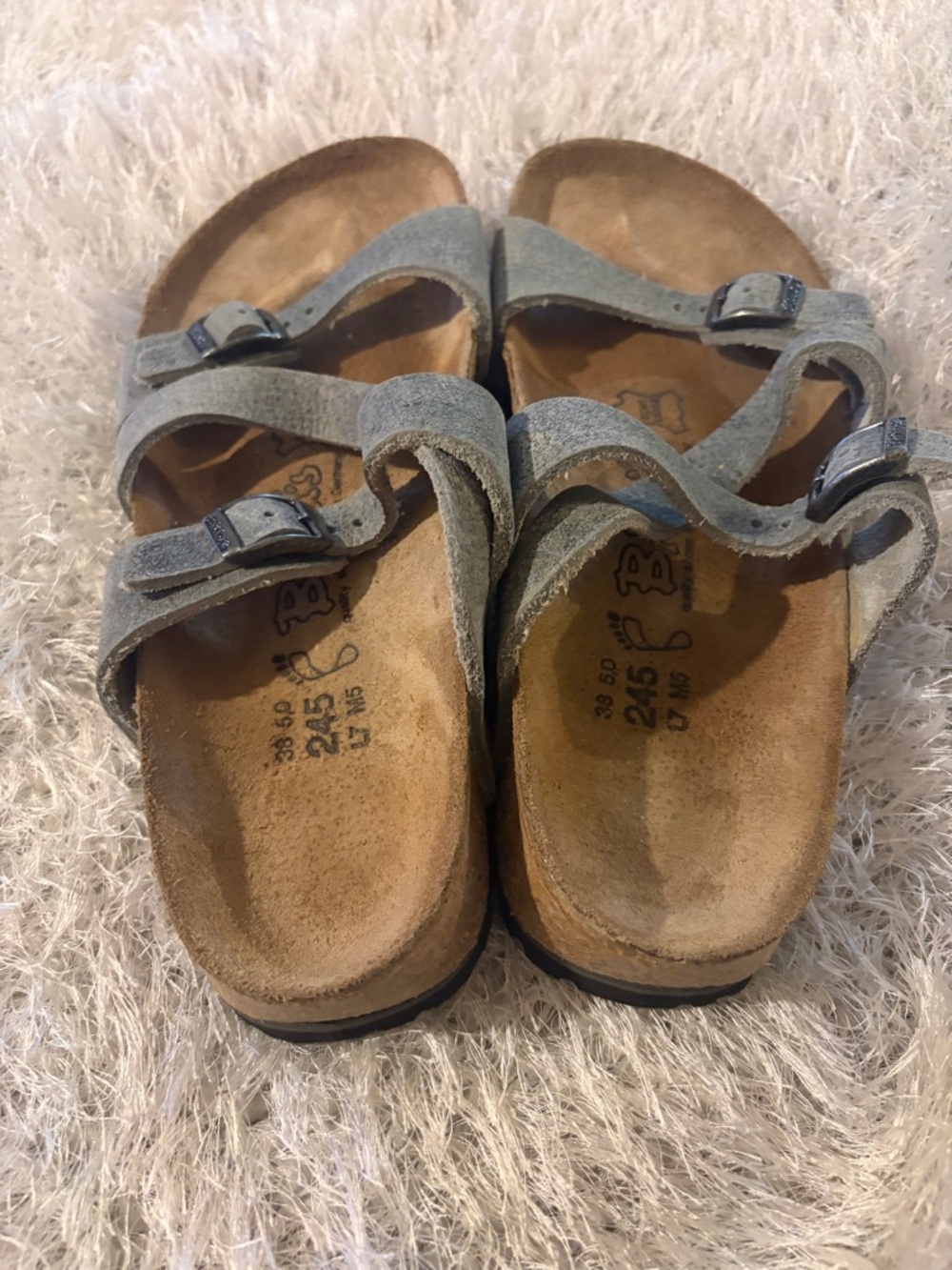 Birkenstock Three-Strap Suede Sandals in Gray - Picture 2 of 5